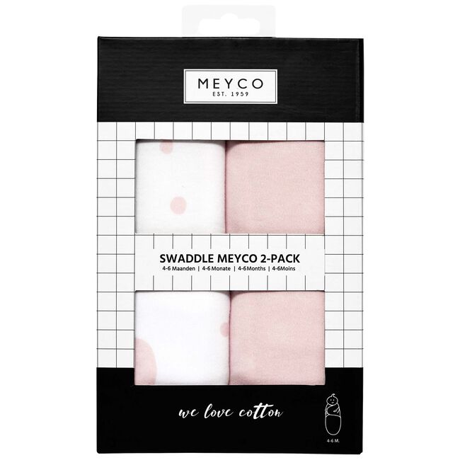 Meyco swaddle 2-pack roze 0-3 maanden