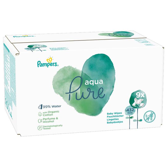 Pampers Aqua Pure babydoekjes (9 x 48 stuks)