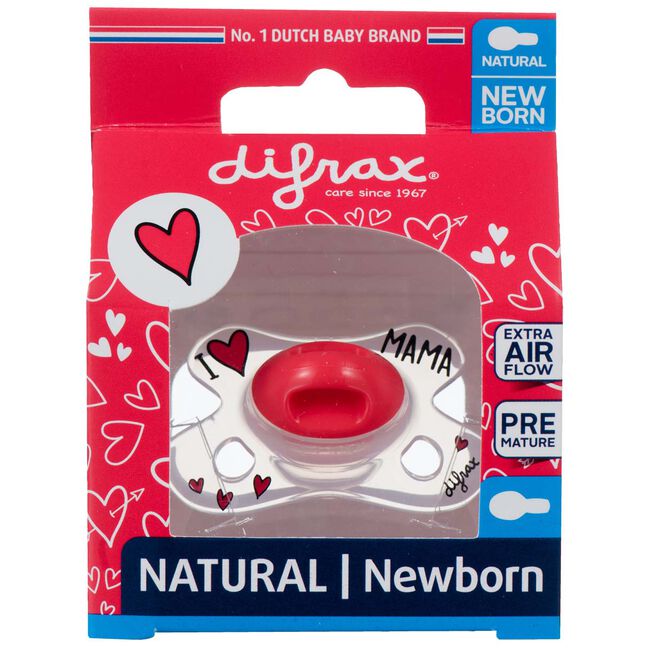 Difrax fopspeen natural 'I love mama' newborn