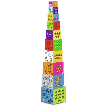Bumba stapelblokken - 10 blokken in karton - totale hoogte 100 cm - 