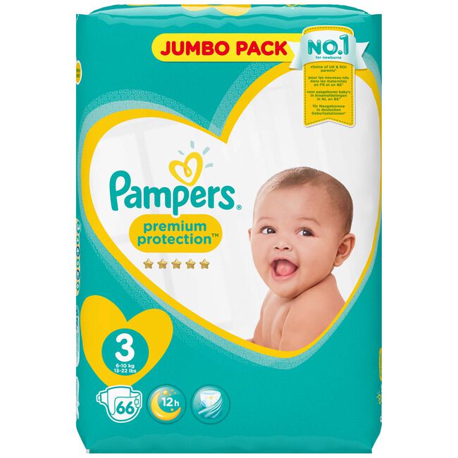 Pampers Premium Protection maat 3 (6-10 kg) - jumbo pack 66 luiers