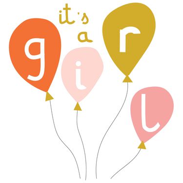 Caroline Gardner wenskaart It's a girl - balloons - 