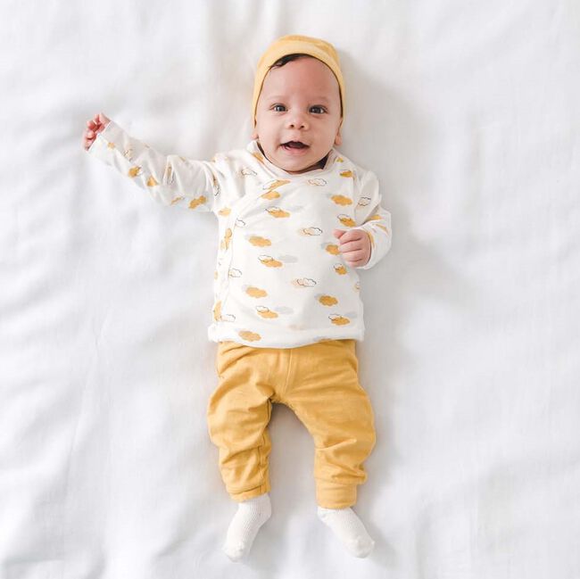 Prénatal newborn unisex overslag shirtje met wolken