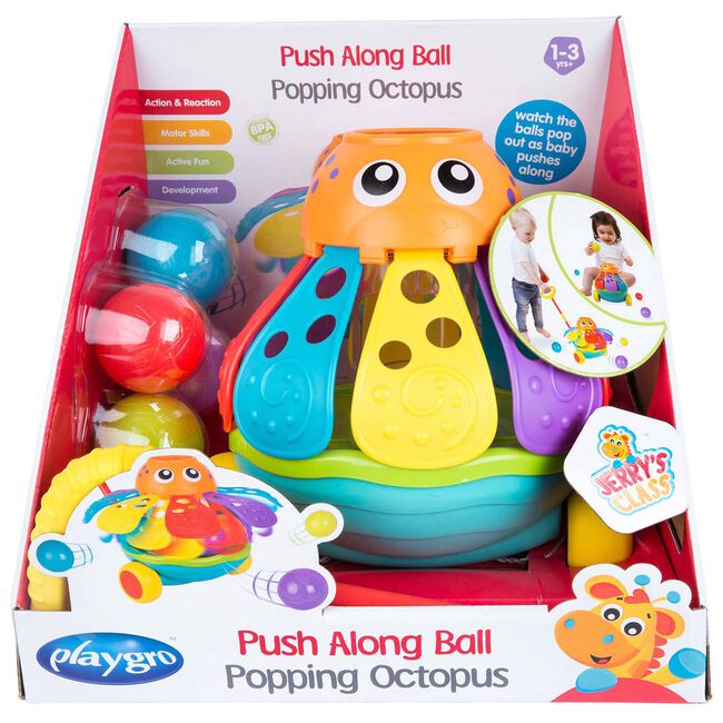 Playgro push alang ball popping octopus