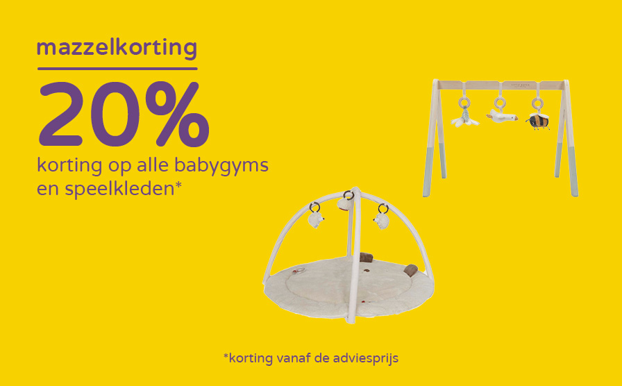 20% korting op babygyms en speelkleden