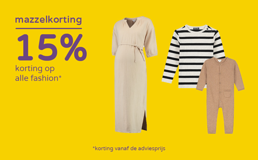 15% korting op alle fashion*